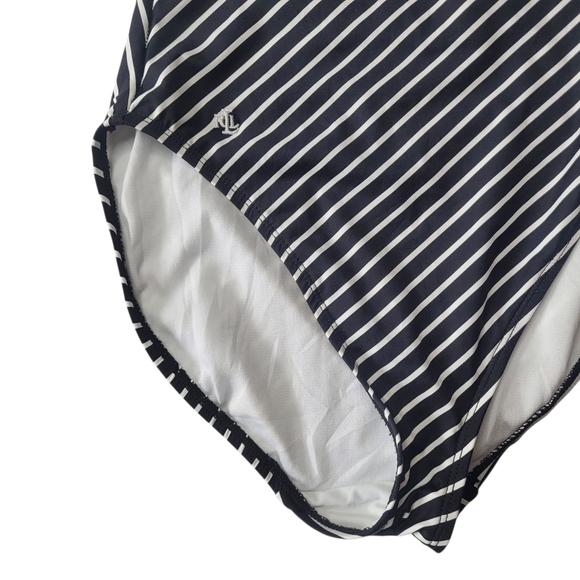 Lauren Ralph Lauren Black & White City stripe 1-peice Swimsuit Size 8 - Picture 2 of 6